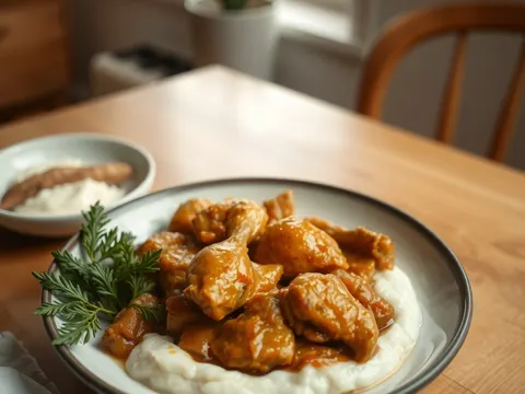 Schmorhähnchen mit Steckrüben-Kokospüree