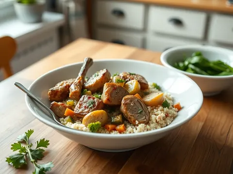 Schweinegeschnetzeltes mit Gemüse und Couscous